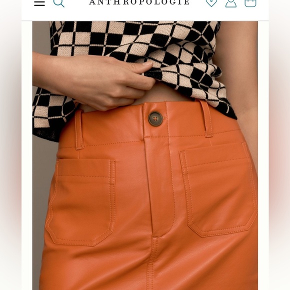 MAEVE By Anthropologie| BNWT The Colette faux leather mini skirt | size medium - Picture 3 of 9